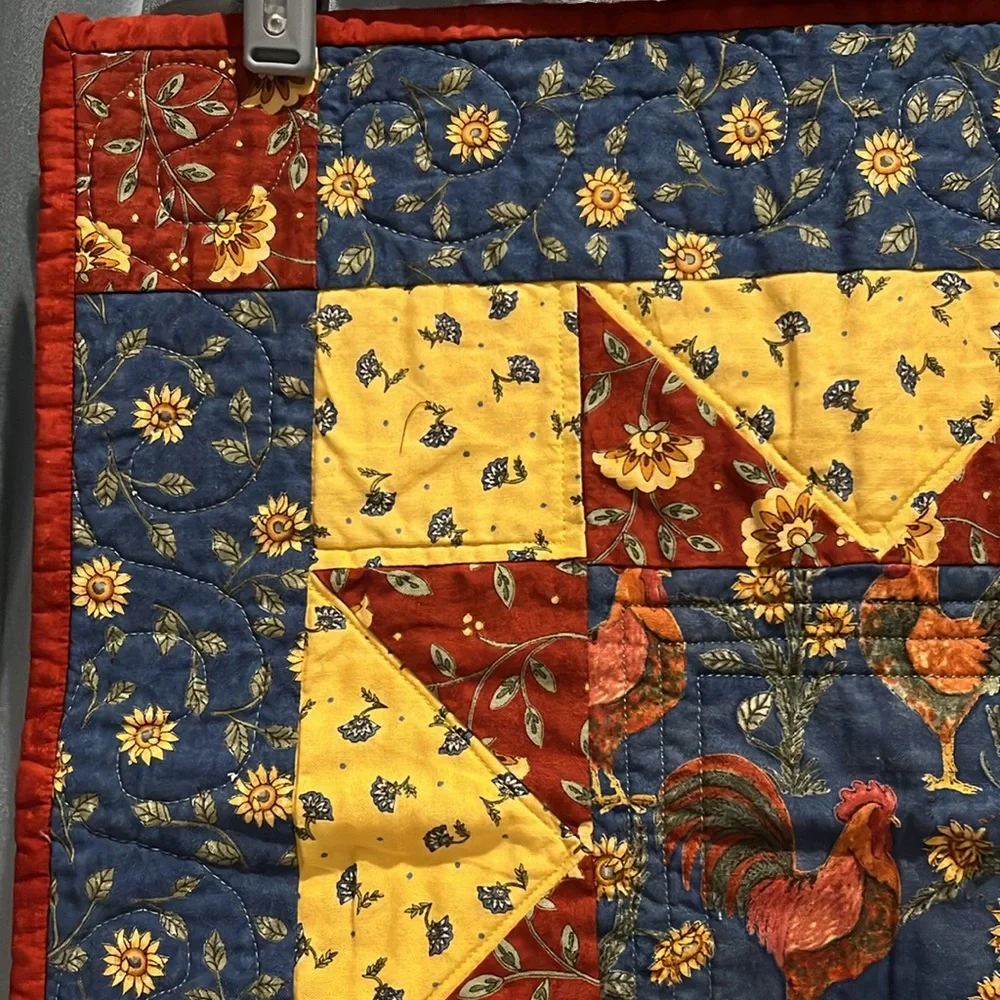 Quilted Wall Hanging German Star w/ Rooster Tuscan Kitchen Tuscan Colors